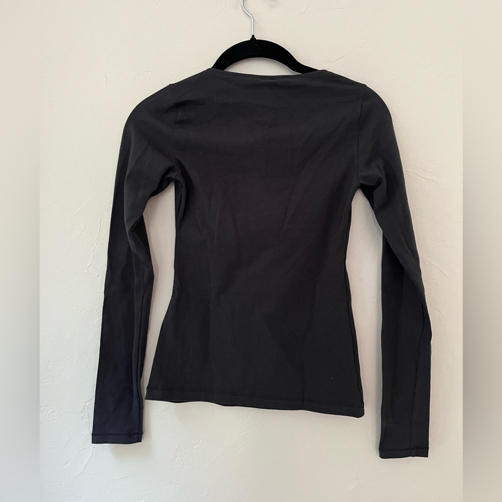 SKIMS Long Sleeve Scoop Neck Tee in Black - Picture 5 of 5